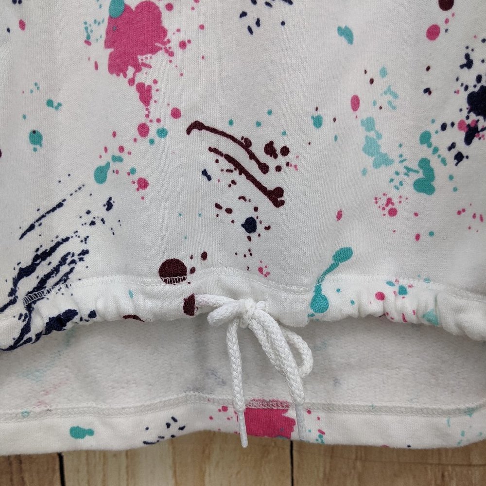 JUSTICE White Paint Splattered Drawstring Hem Hoodie Sz 12 Soft Cozy - Picture 3 of 8